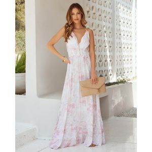 Vici Khali smocked tie dye maxi dress